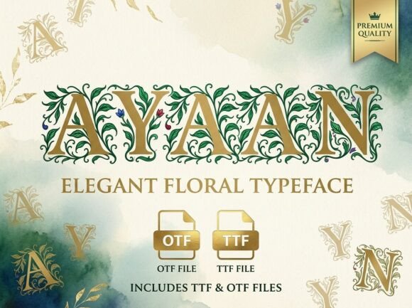 Ayaan Elegant Floral Typeface for Handmade Products