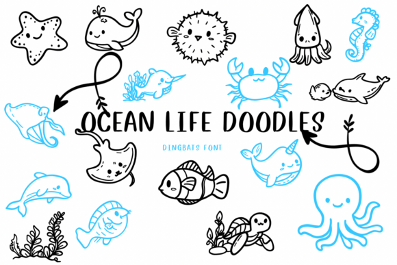 Ocean Life Doodles: A Playful Dingbats Font for Campaign Designers